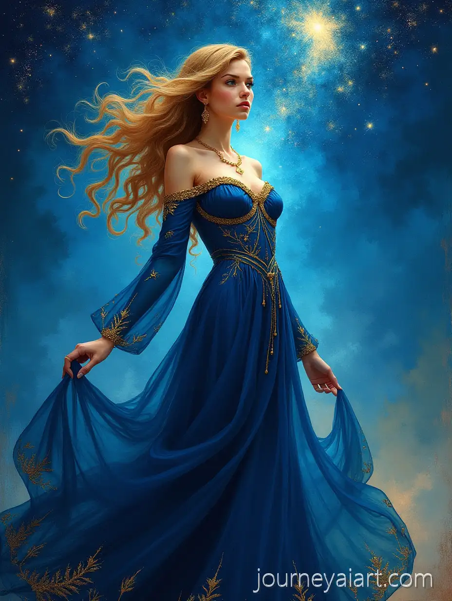 Comet-caller-sorceressElegant-Sorceress-Calling-Comets-in-a-Starry-Night-Sky