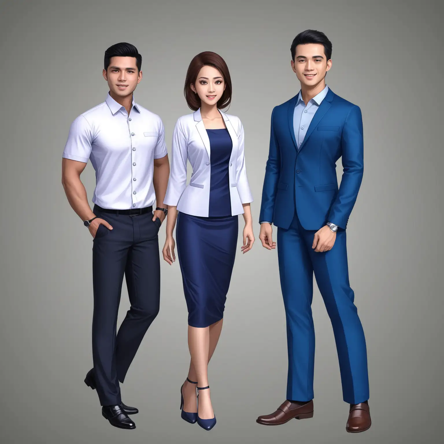 Stylish-Mens-Formal-and-Casual-Outfits-with-Womens-Baju-Kurung-and-Open-Jacket-Ensembles