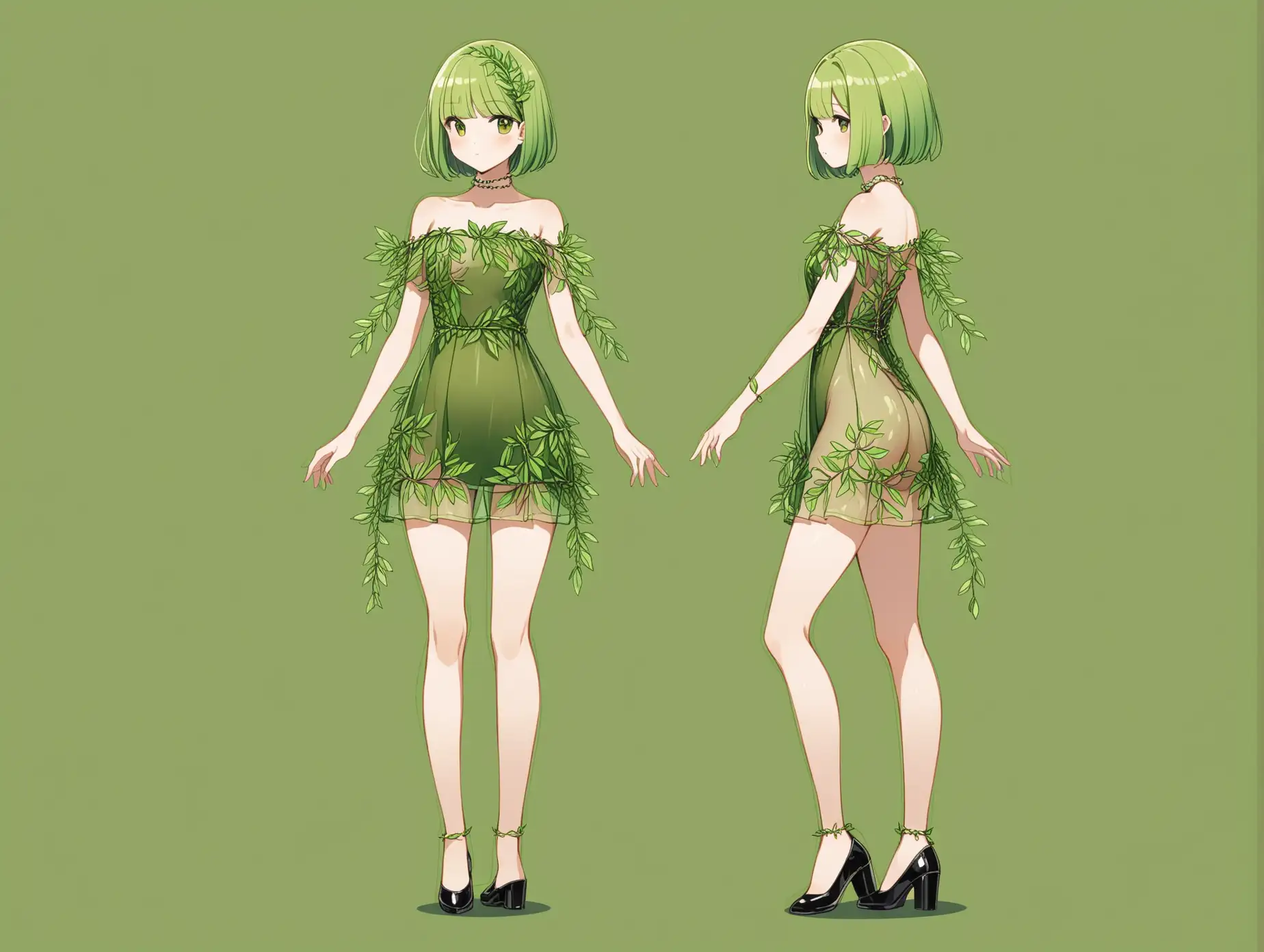 Anime-Woman-Character-with-Green-Hair-and-SemiTransparent-Leaf-Dress