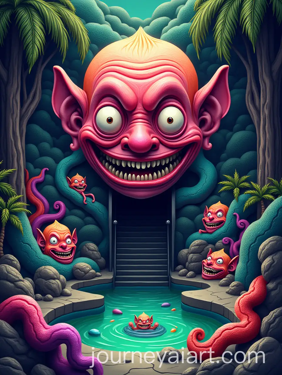 Surreal-and-Grotesque-Face-Surrounded-by-Psychedelic-Jungle