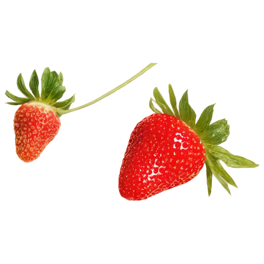 Capture a high-quality image of a fresh strawberry from a top-down angle, highlighting its vibrant red color and seeds with extra sharp details.