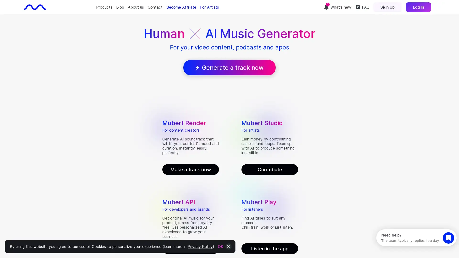 AI-generated royalty-free music for creators and developers.