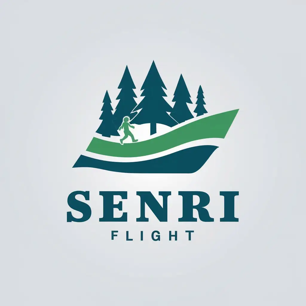 a vector logo design,with the text "Senri Flight", main symbol:parent-child/forest/sliding/challenge/passing levels,Moderate,be used in Sports Fitness industry,clear background