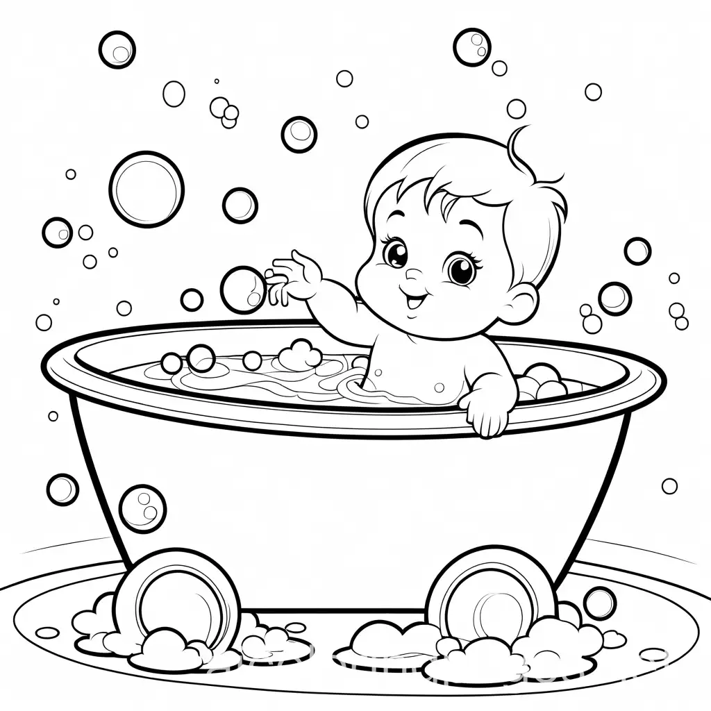 Baby-Playing-in-Bubble-Bathtub-Coloring-Page