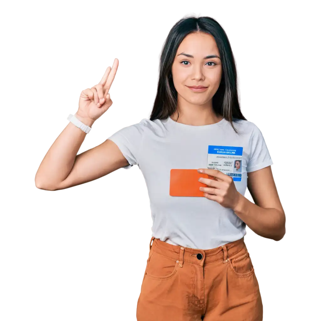 Woman-with-White-Tshirt-Holding-Drivers-License-PNG-High-Quality-Image-for-Versatile-Use