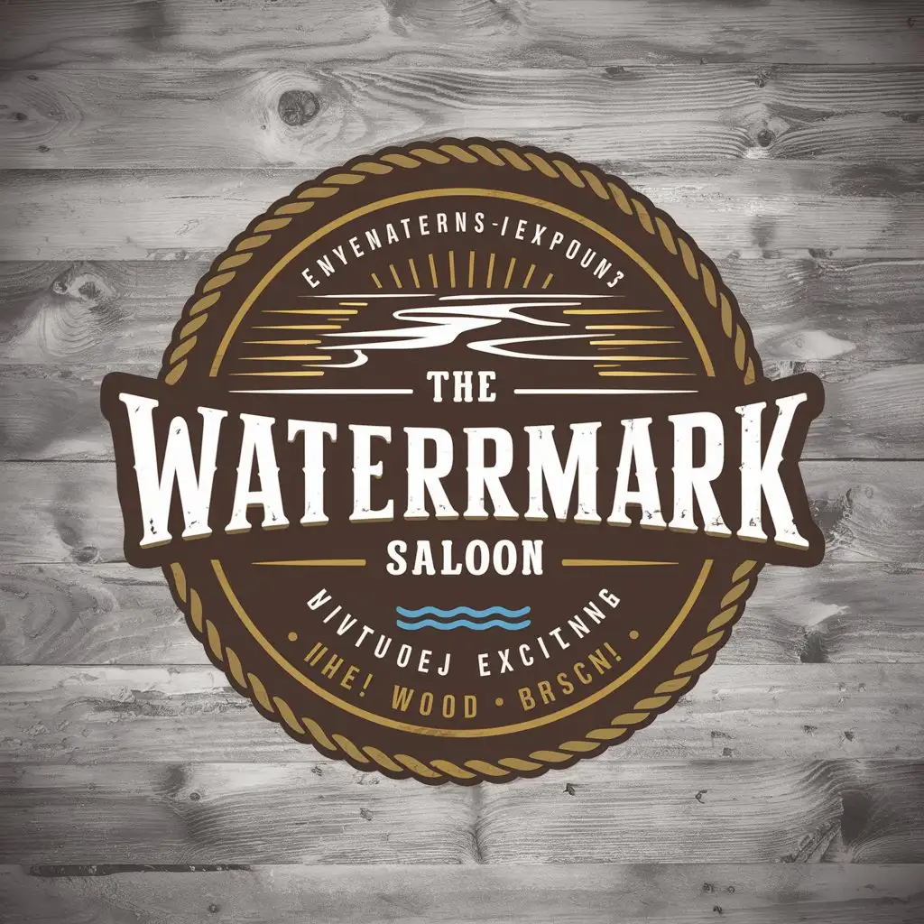 LOGO Design for The Watermark Saloon Rustic River Theme with Vintage Textures and Bold Background