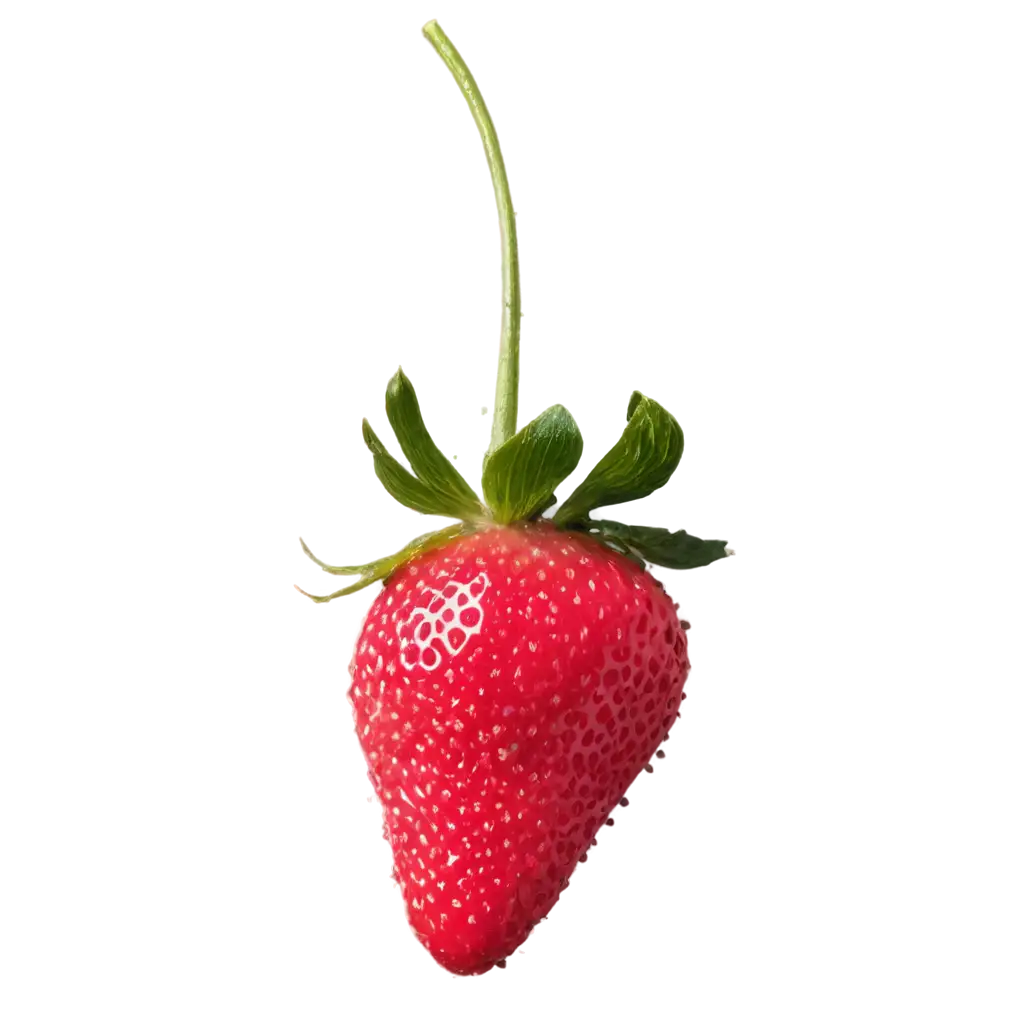 A big strawberry, pink color, with water droplets on the strawberry