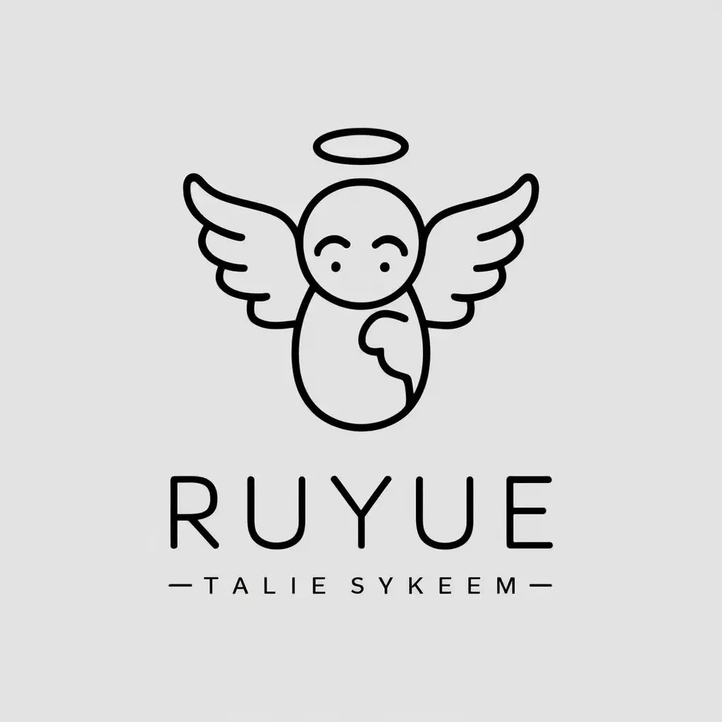 a vector logo design,with the text "Ruyue", main symbol:baby angel,Minimalistic,clear background