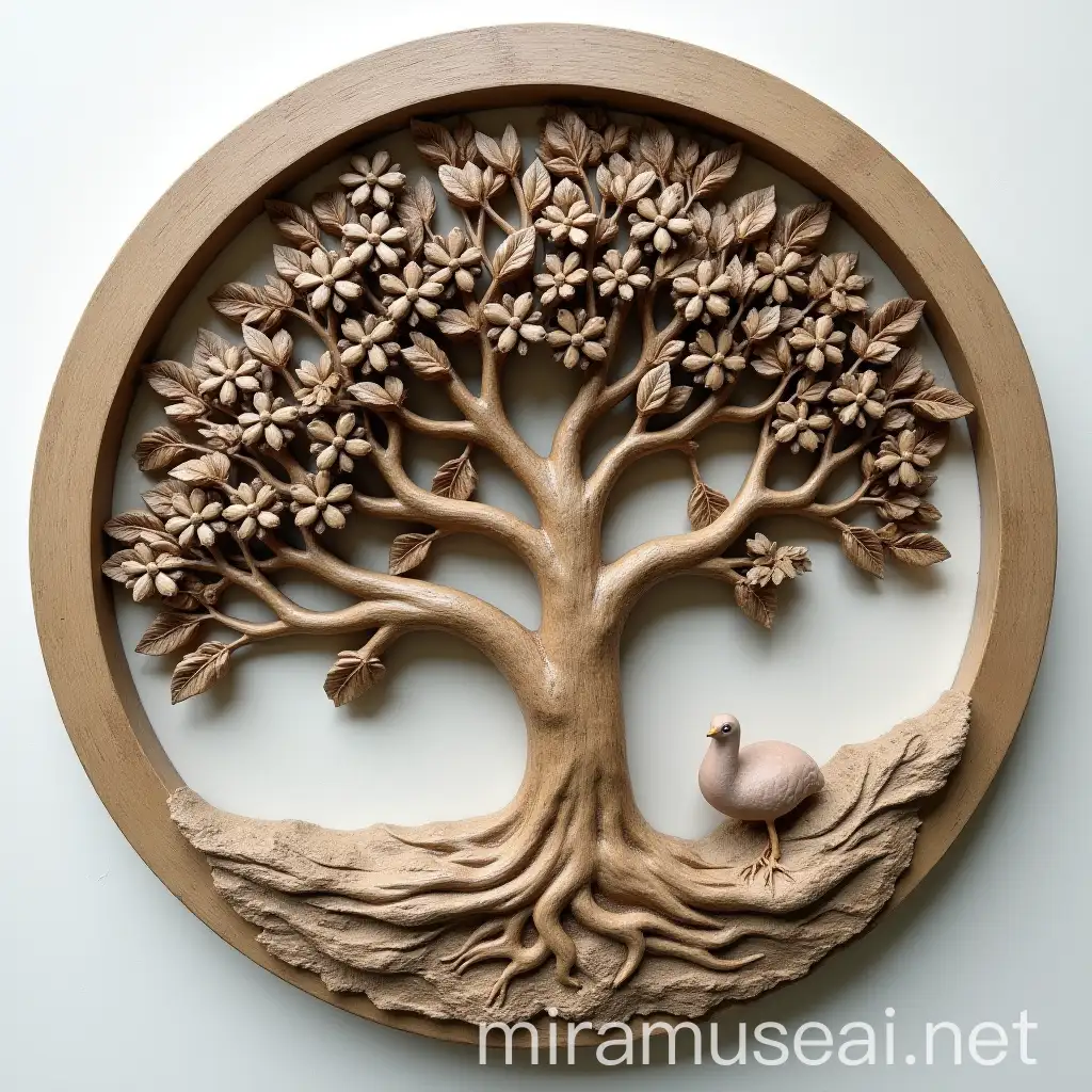 arbol circular bas relief