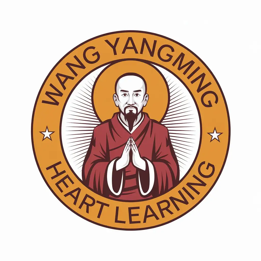 a vector logo design,with the text "Wang Yangming Heart Learning", main symbol:monk,Moderate,be used in Education industry,clear background