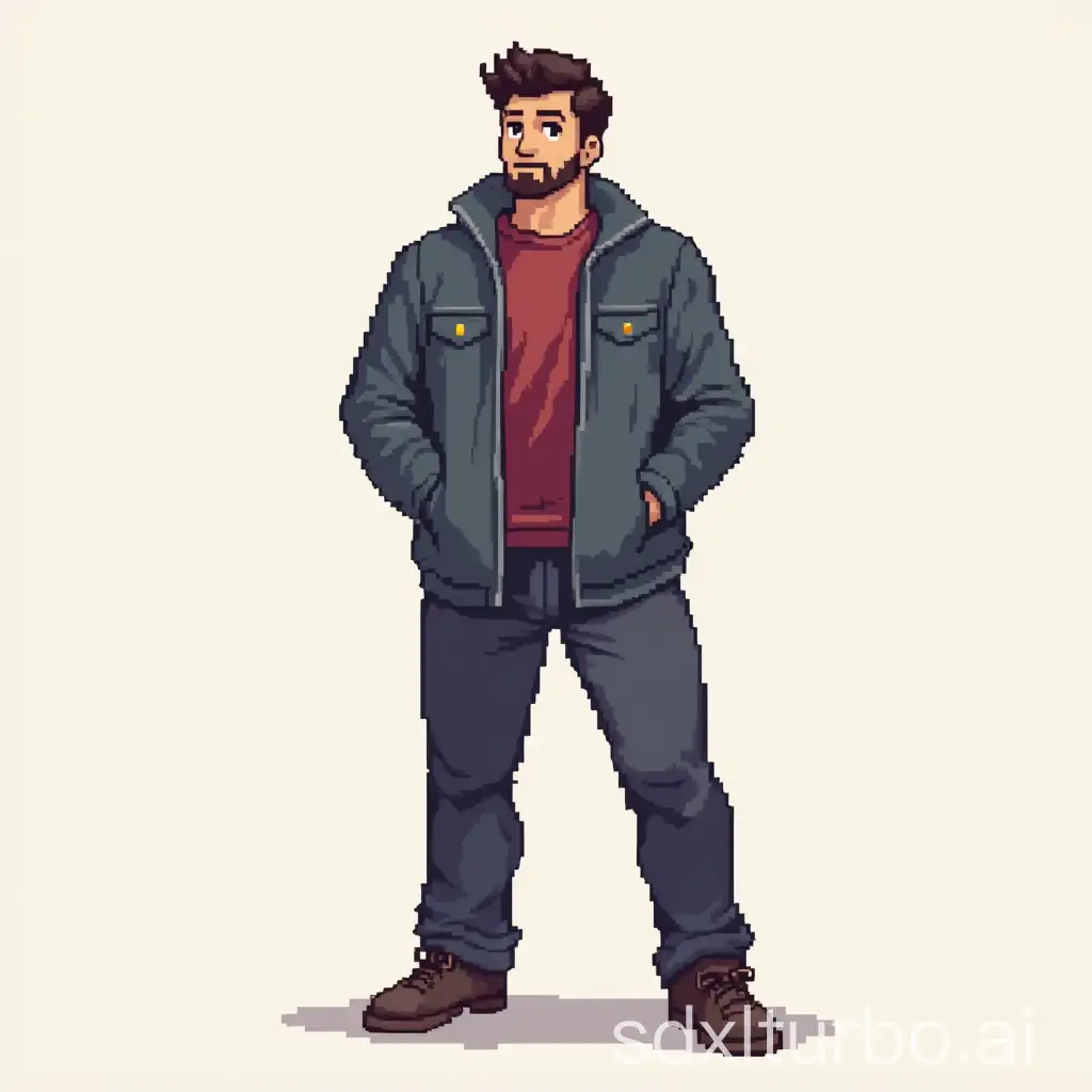 a man, pixel art, full body, 16 bit character, game, sprite,no background