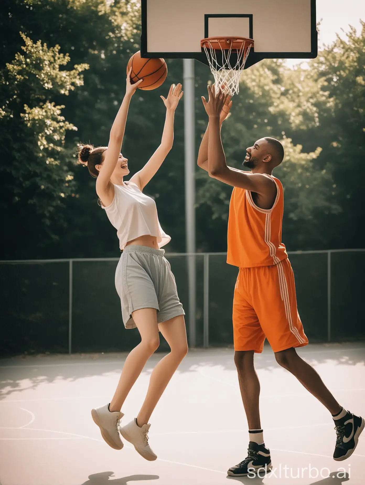 Active-Couple-Playing-Basketball-Together