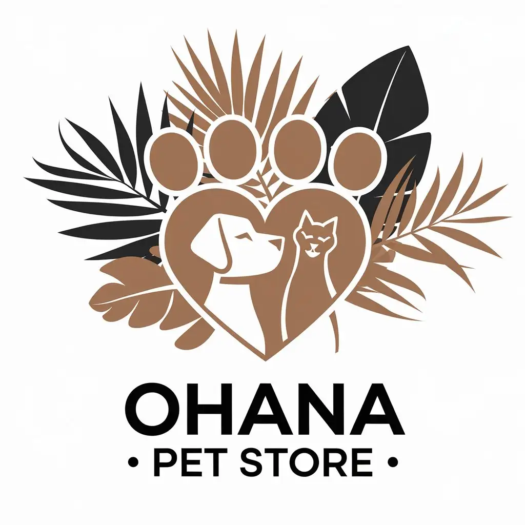 LOGO Design for Ohana Pet Store Playful Design with Dogs and Cats Embracing Family Love