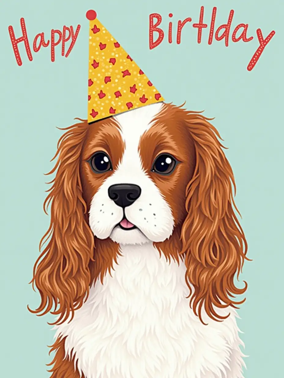 Cavalier king spaniel birthday card