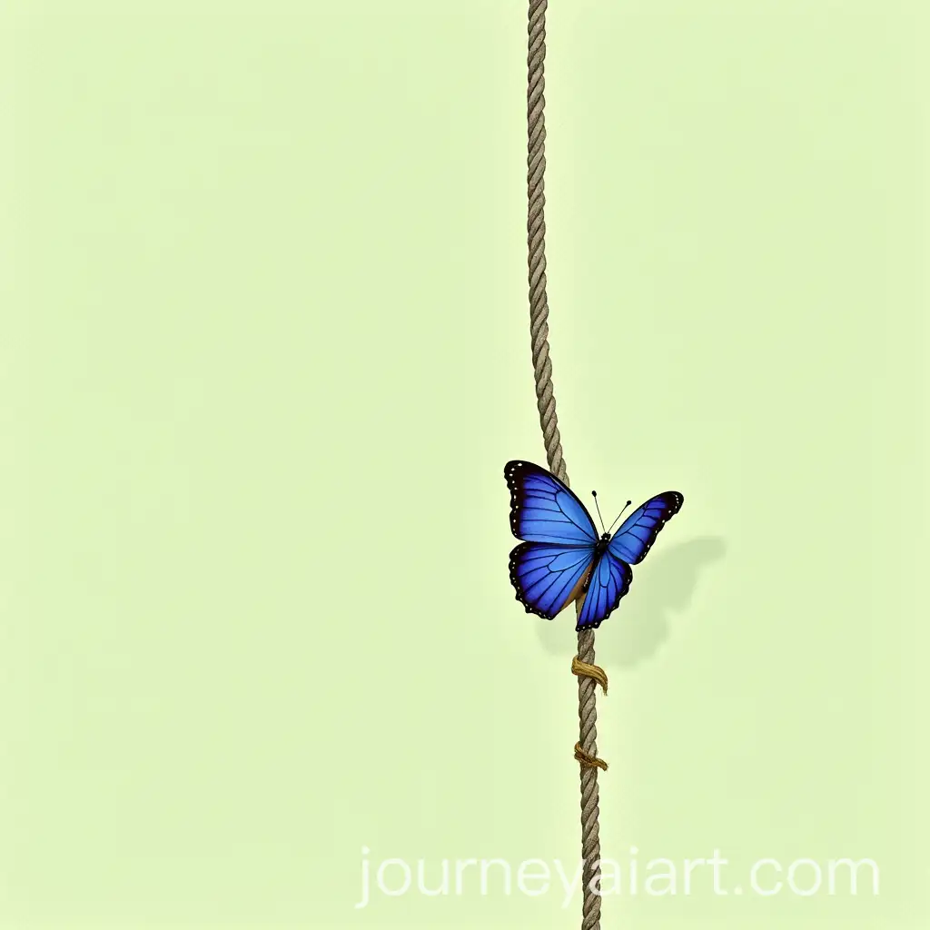 Frayed-YellowGray-Rope-with-Blue-Butterfly-Perched-on-End