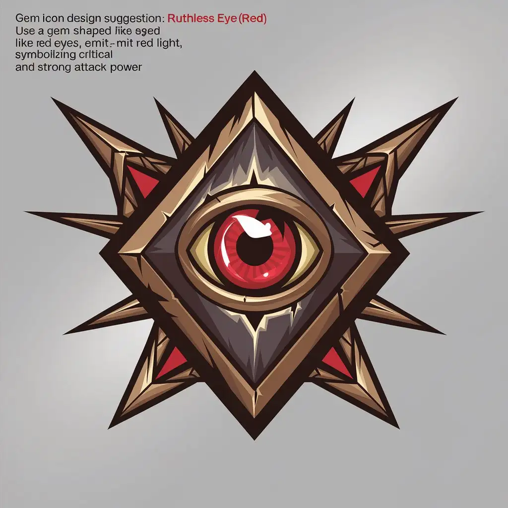 LOGO Design for Ruthless Eye Red Gem Shaped Like Eyes with Red Light Emission for Strong Attack Power Symbolism