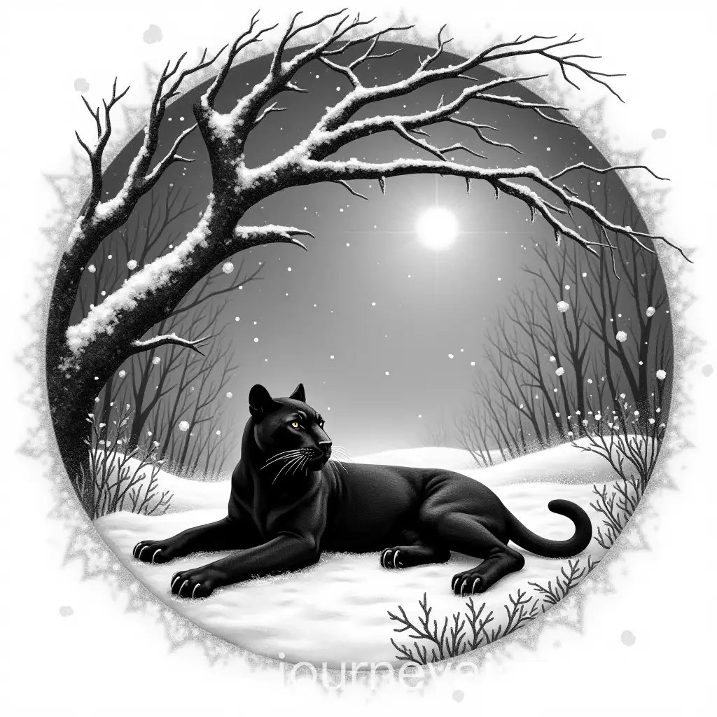 Black-Panther-and-Winter-Vines-in-a-Majestic-Snowy-Scene