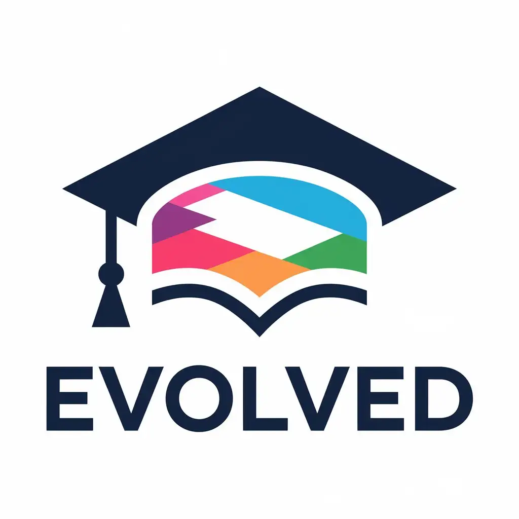 LOGO Design for EvolvEd Modern Graduation Hat with Bold Colors for Education Industry