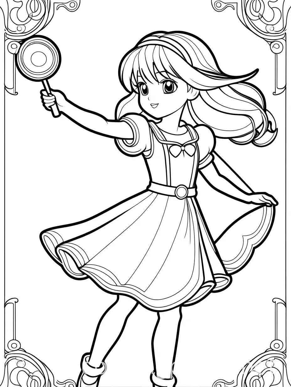 Magical-Girl-Casting-Spell-Coloring-Page