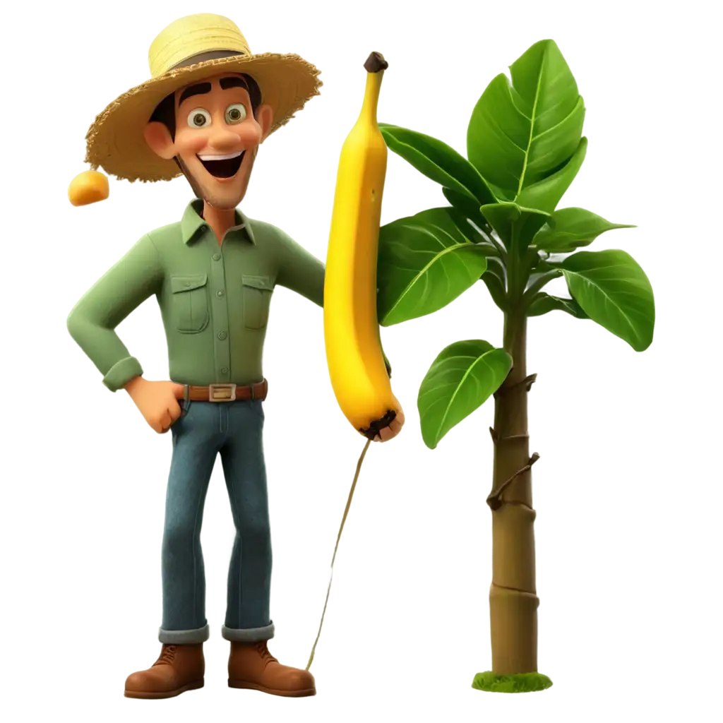 Animated-Banana-Tree-PNG-Image-with-Farmer-Banana-Plant-and-Fruit-HighQuality-Graphic