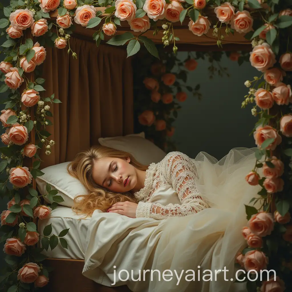 Young-Woman-Asleep-on-Flower-Bed