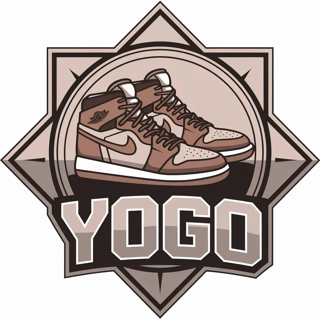 a vector logo design,with the text "YOGO", main symbol:sneakers,Moderate,be used in Others industry,clear background