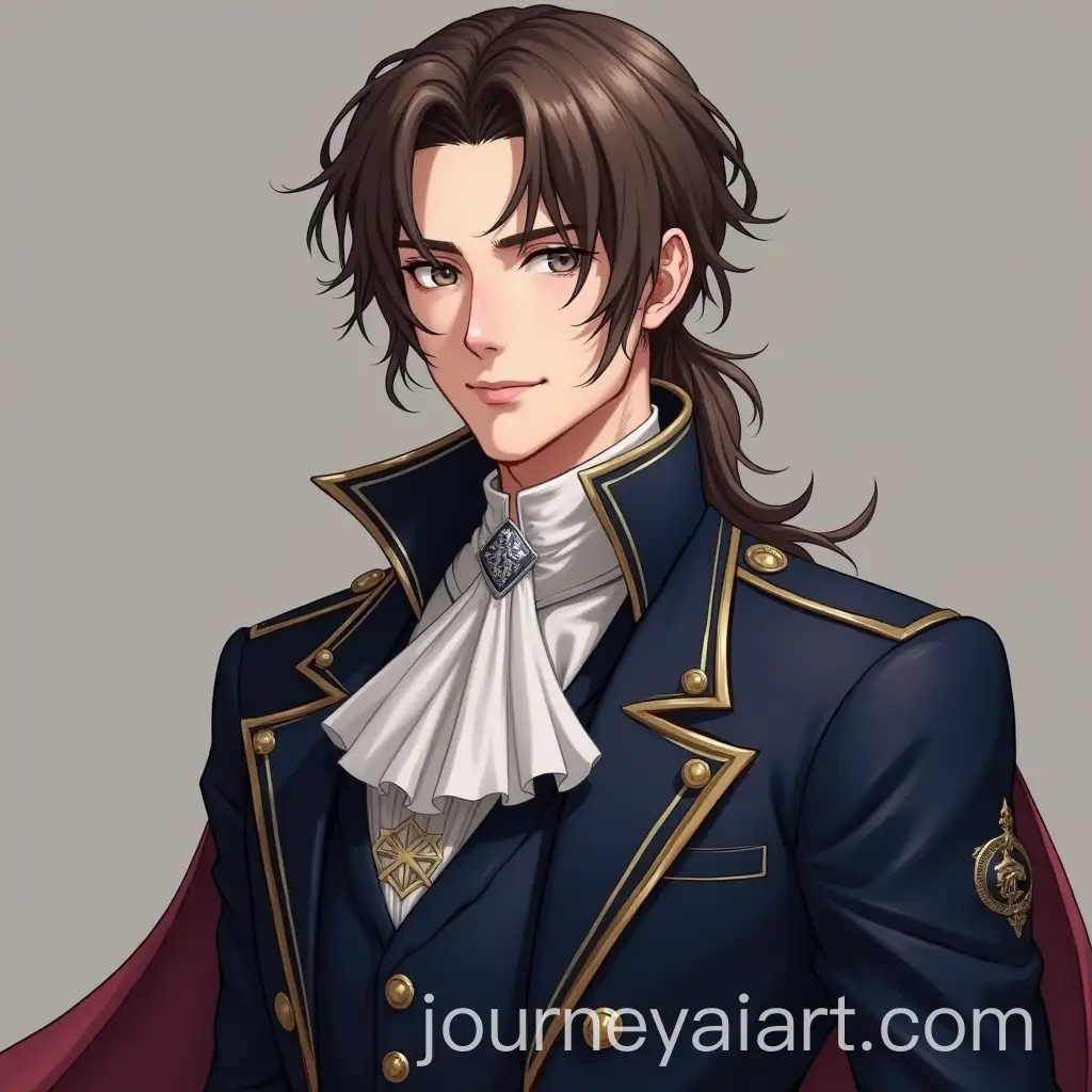 Confident-Anime-Male-Portrait-in-Medieval-Fantasy-Noble-Navy-Suit-with-Brown-Hair-and-Grey-Eyes