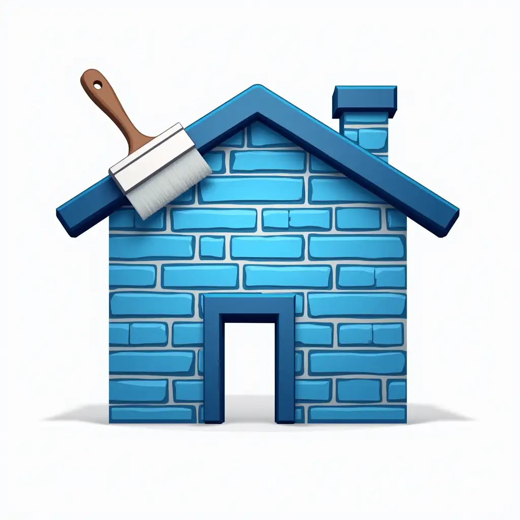 Custom-Logo-for-David-Pinturas-e-Capoto-Featuring-House-with-Blue-Brick-Walls