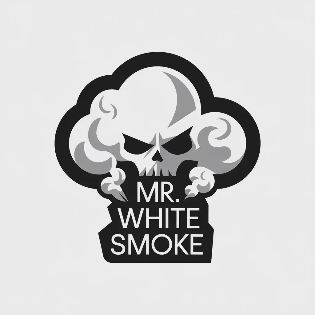 LOGO Design for Mr White Smoke Militar Skull and Clouds with a Minimalistic Airsoft Theme