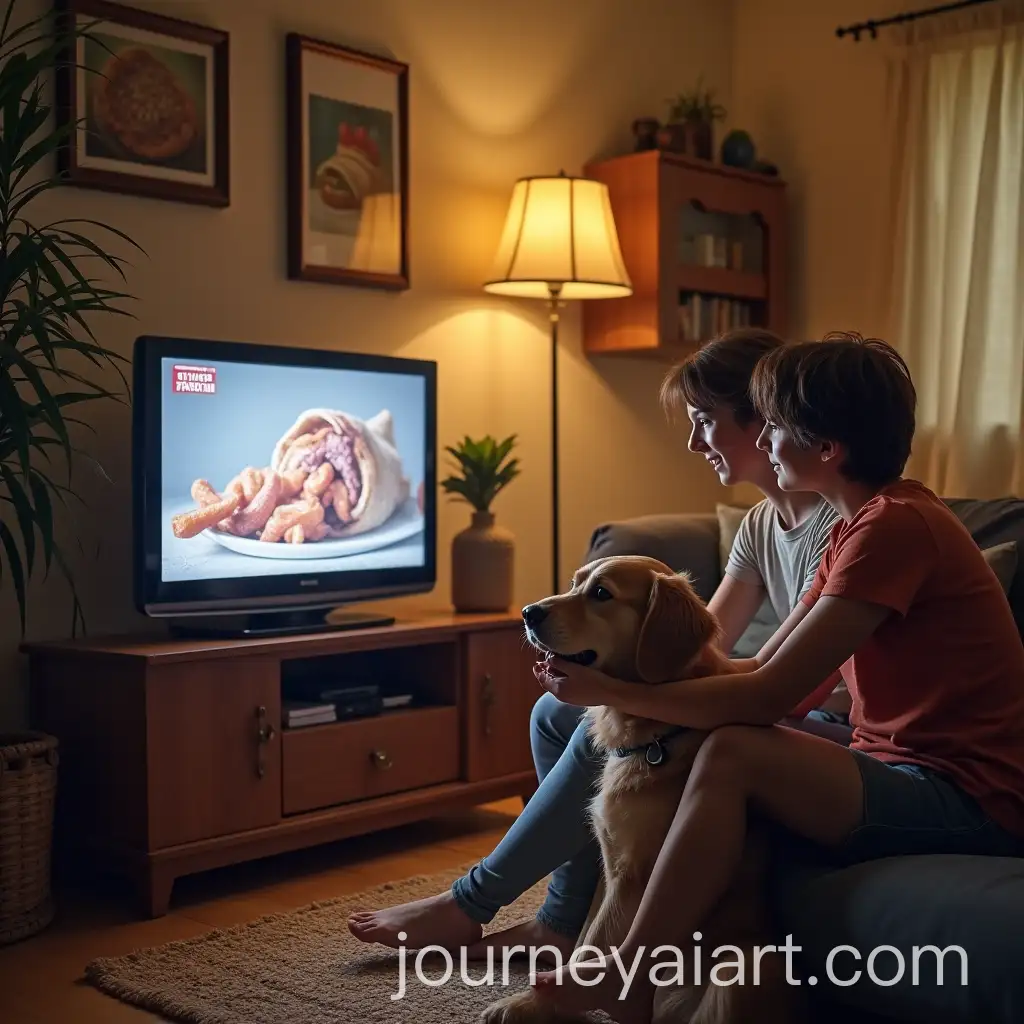 Two-Friends-and-Their-DogAI-Image-Prompt-Expansion-Watching-TV-and-Creating-a-Food-Advertisement