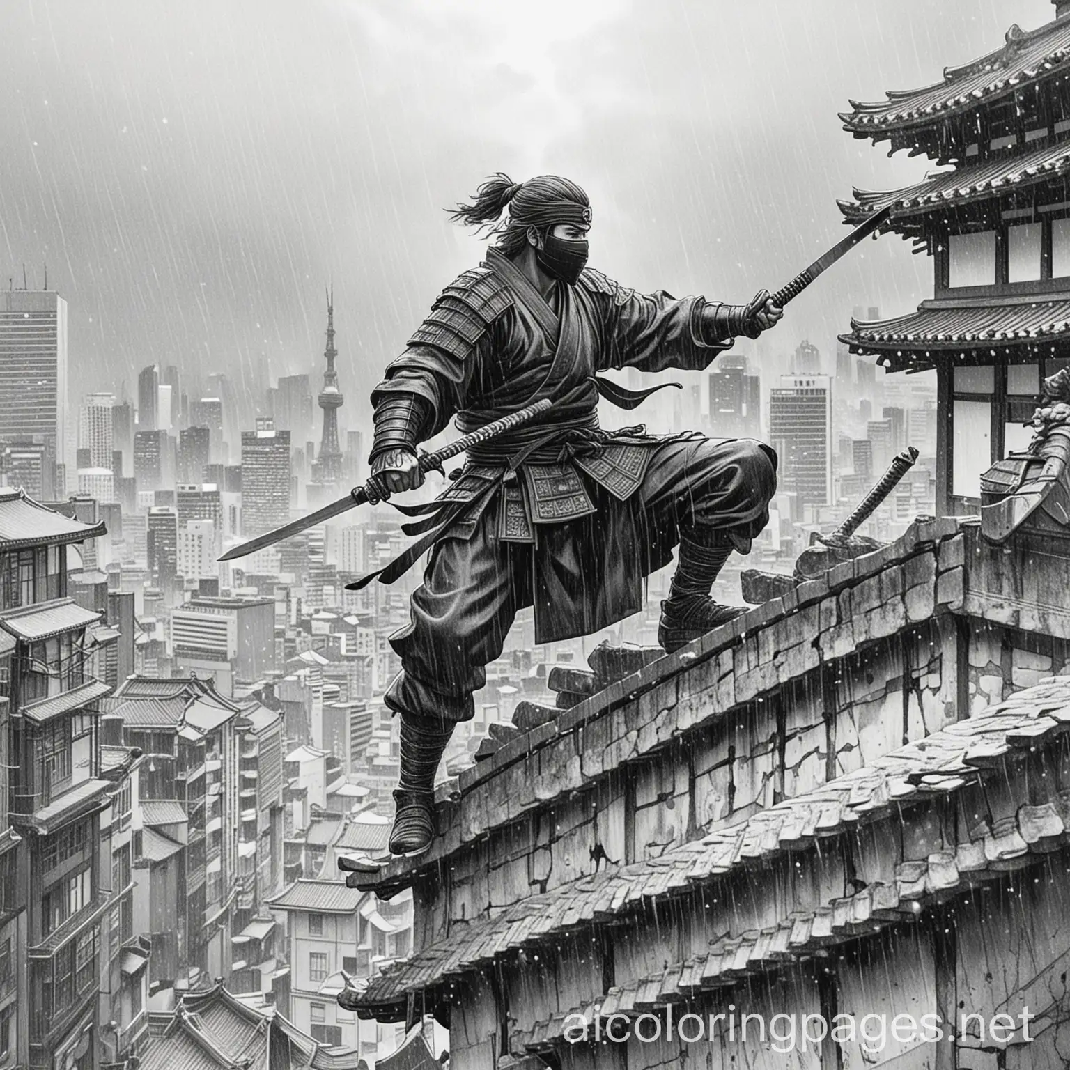 Ninja-vs-Samurai-Duel-on-a-Tokyo-Rooftop-in-the-Rain