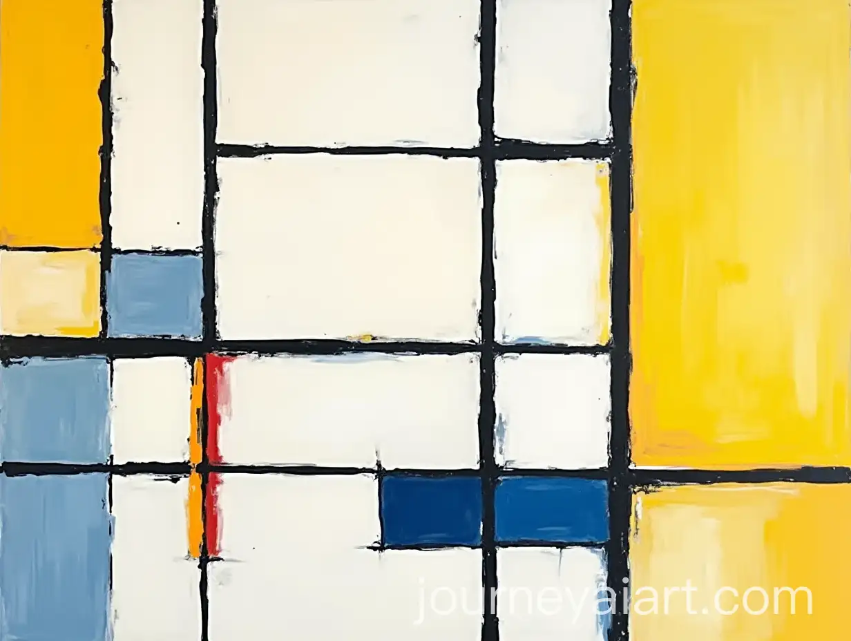 Piet-Mondrian-Neoplasticism-Artwork-in-Yellow-Blue-and-White-with-Straight-Lines
