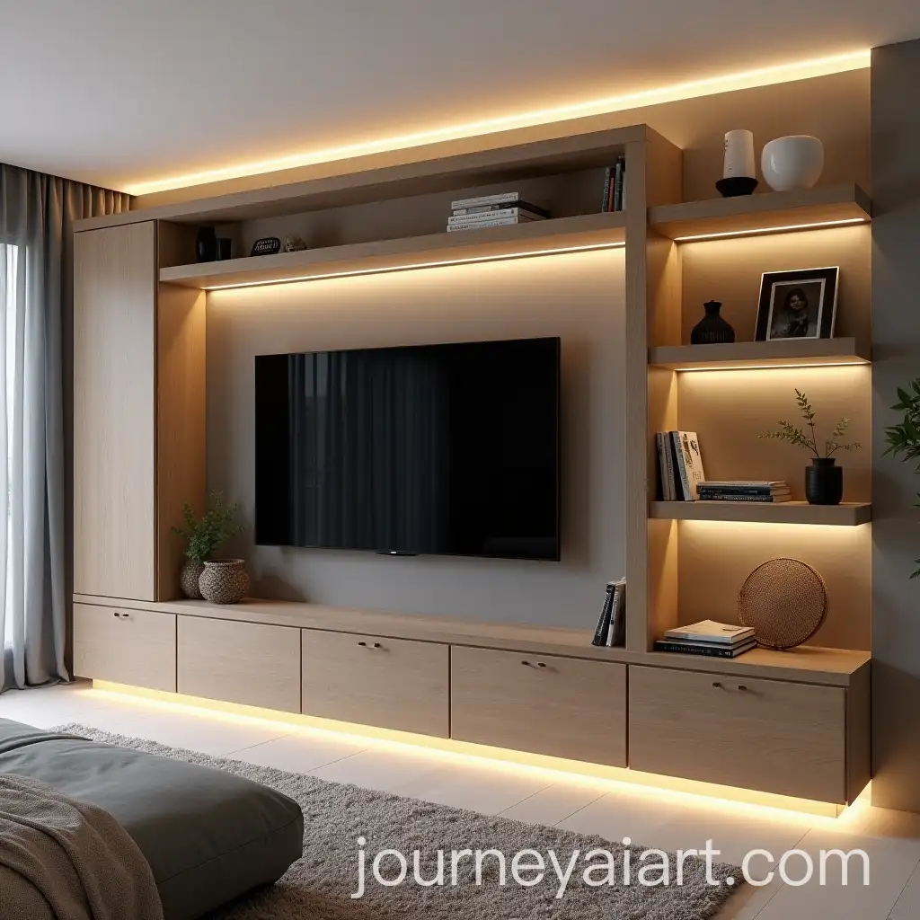 AI-Art-Prompt-ExpansionModern-TV-Unit-with-Strip-Light-Design-and-Contemporary-Main-Gate