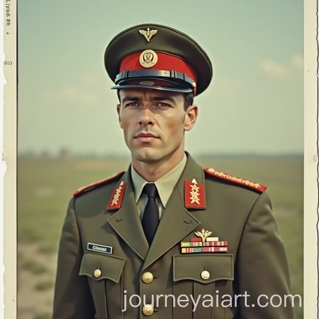 1970s-Soviet-Army-Officer-in-Late-20s-Vintage-Polaroid-Portrait