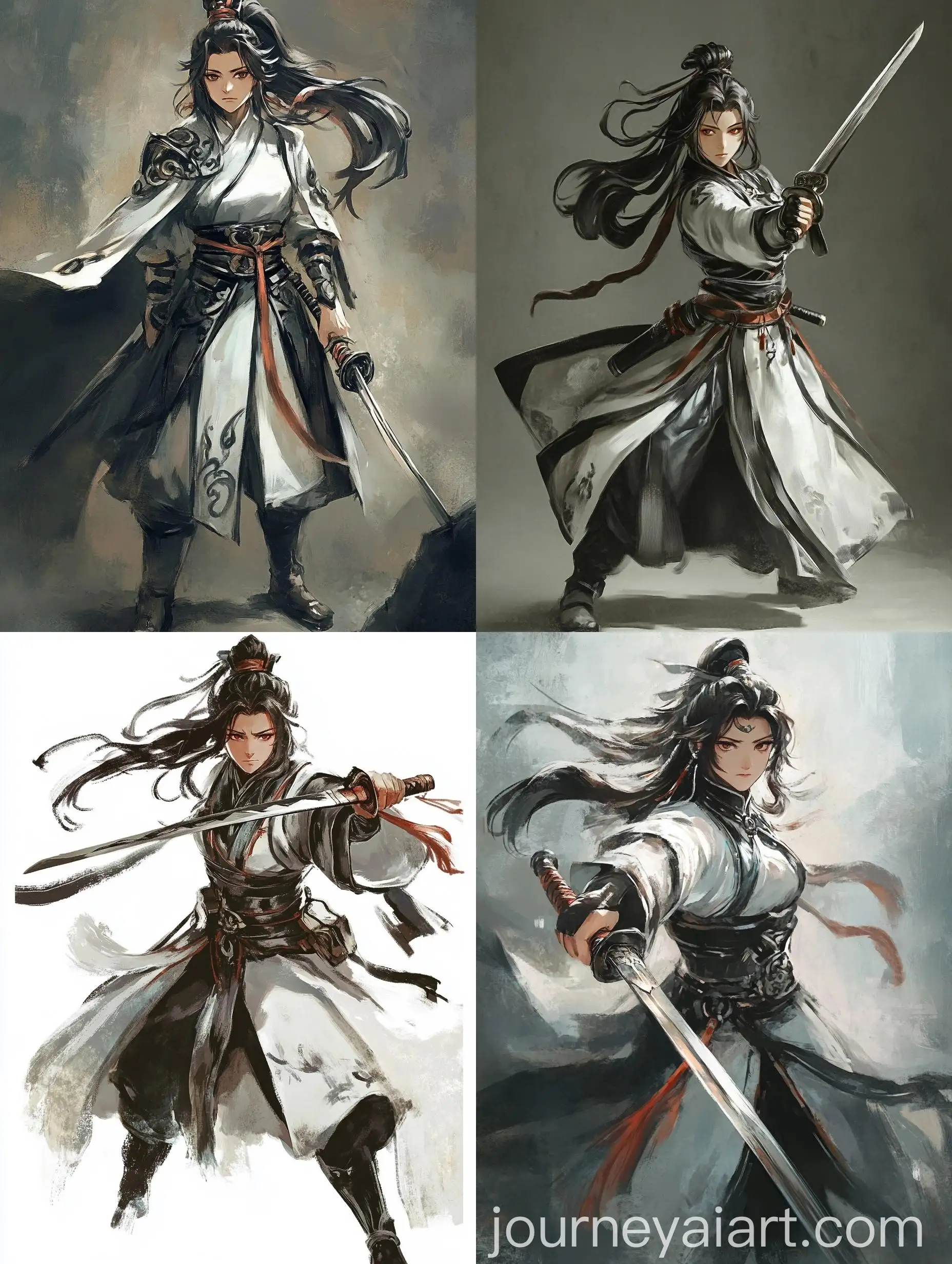 Ancient-Chinese-Female-Swordsman-in-Grim-Fighting-Pose