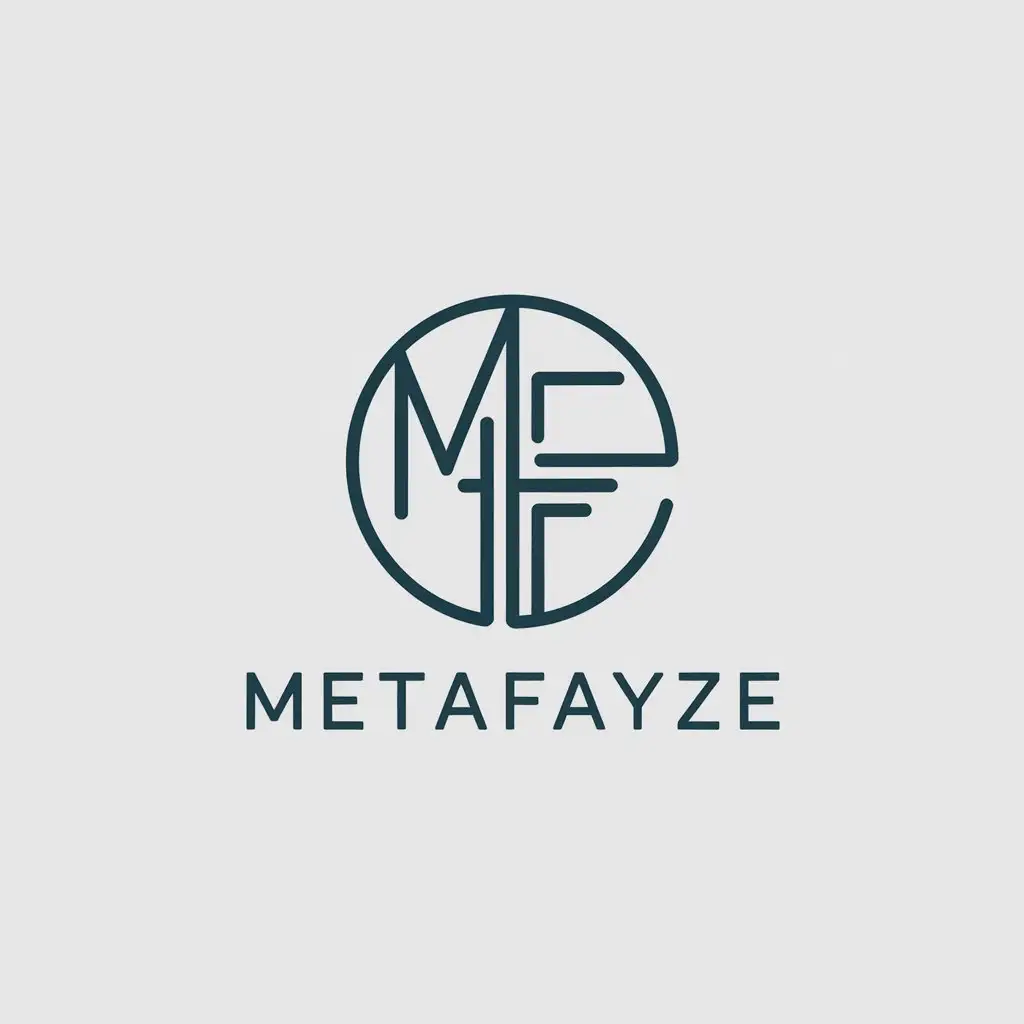 LOGO Design for MetaFayze Minimalistic Circle with M F Blending Together for Religious Industry