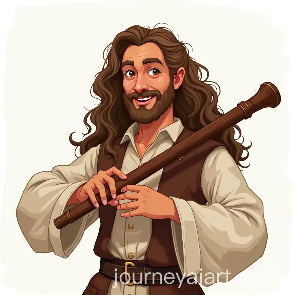 Smiling-Human-Bard-with-Flute-in-Hand-and-Wavy-Brown-Hair