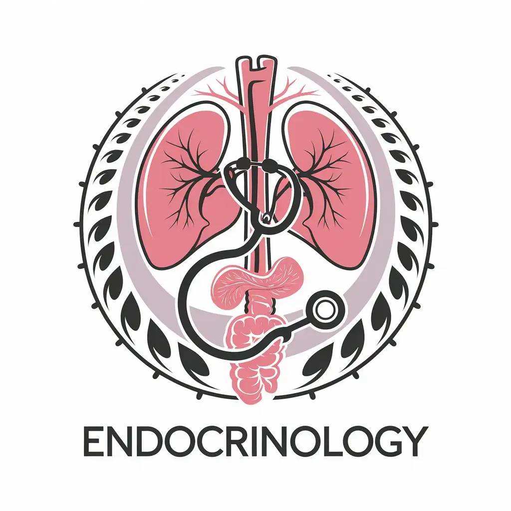 a vector logo design,with the text "endocrinology", main symbol:Organs, stethoscope,Moderate,clear background