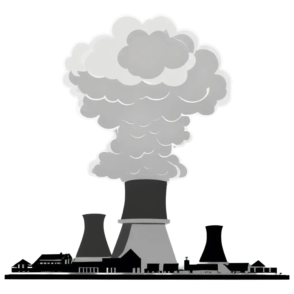 I would like to draw the smoke cloud coming out of a nuclear power plant. I want it white and in the style of a pictogram.