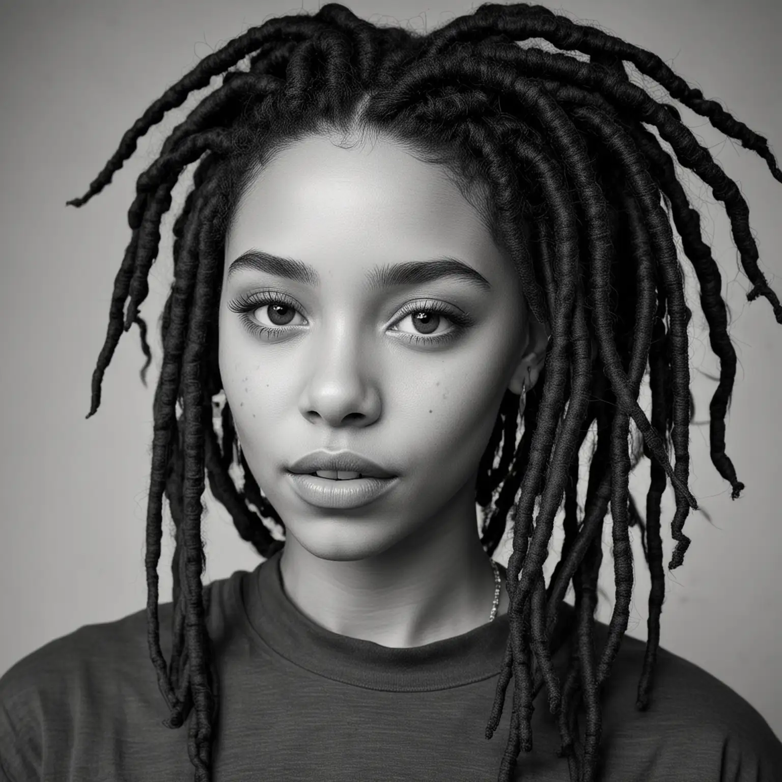 Girl with Locs in Monochrome Portrait