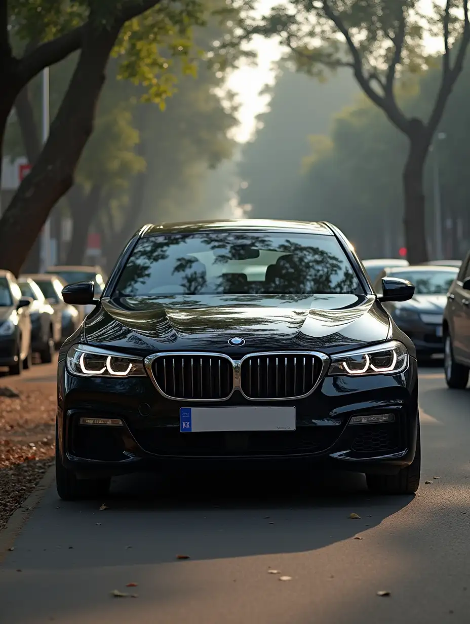 A car of black colour in Delhi