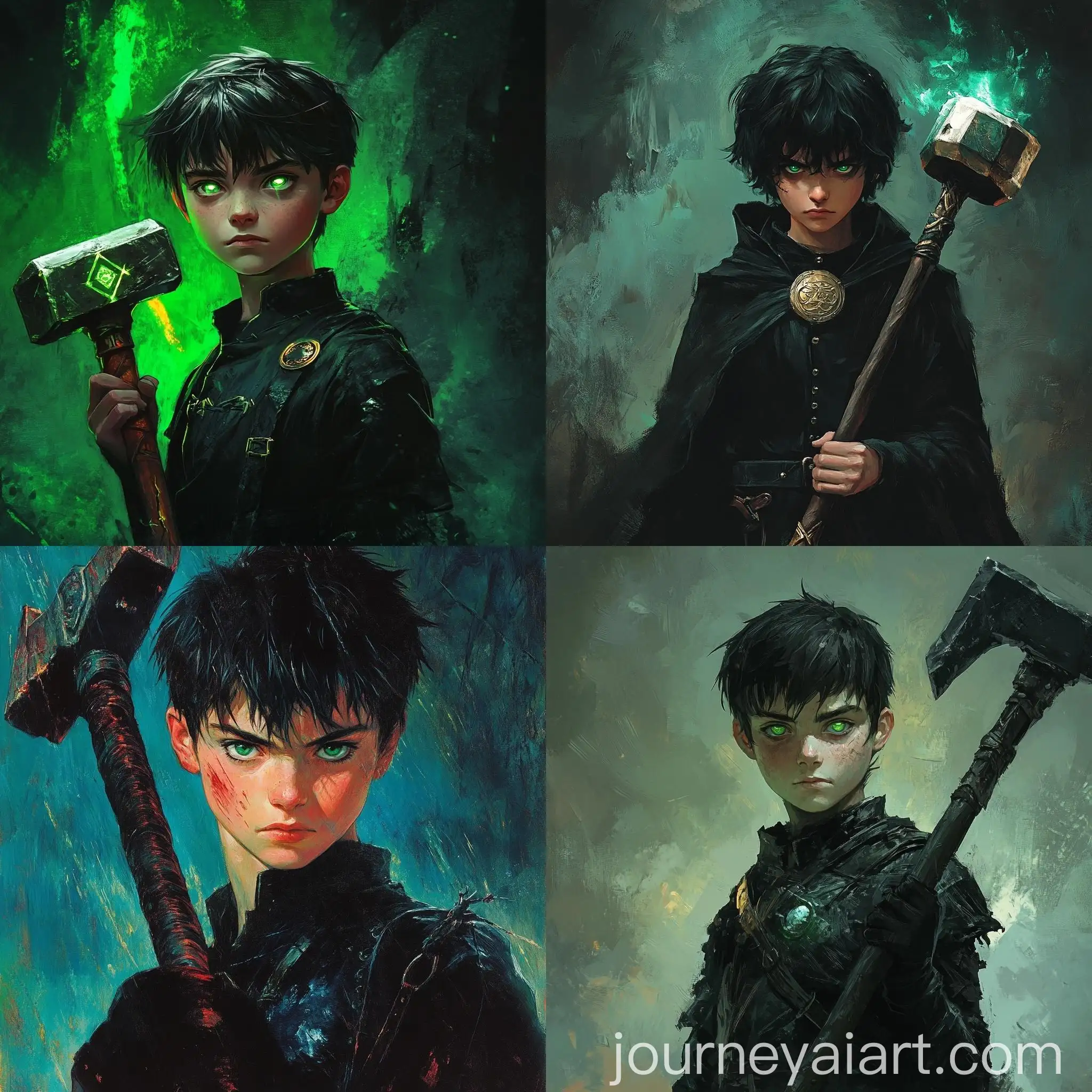 Dark-Fantasy-80s-Style-Art-13YearOld-Boy-with-War-Hammer