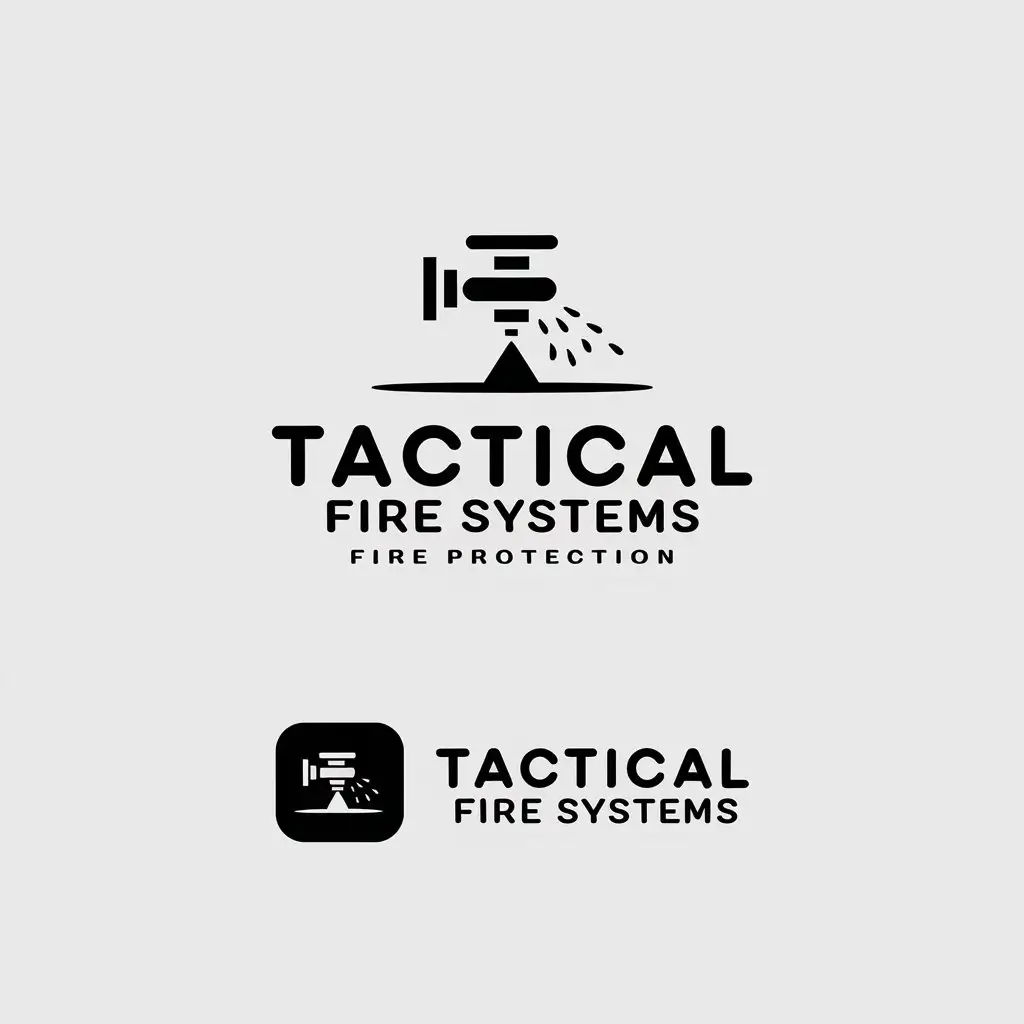 LOGO Design for Tactical Fire Systems Minimalist Fire Sprinkler with Water Droplets and Text