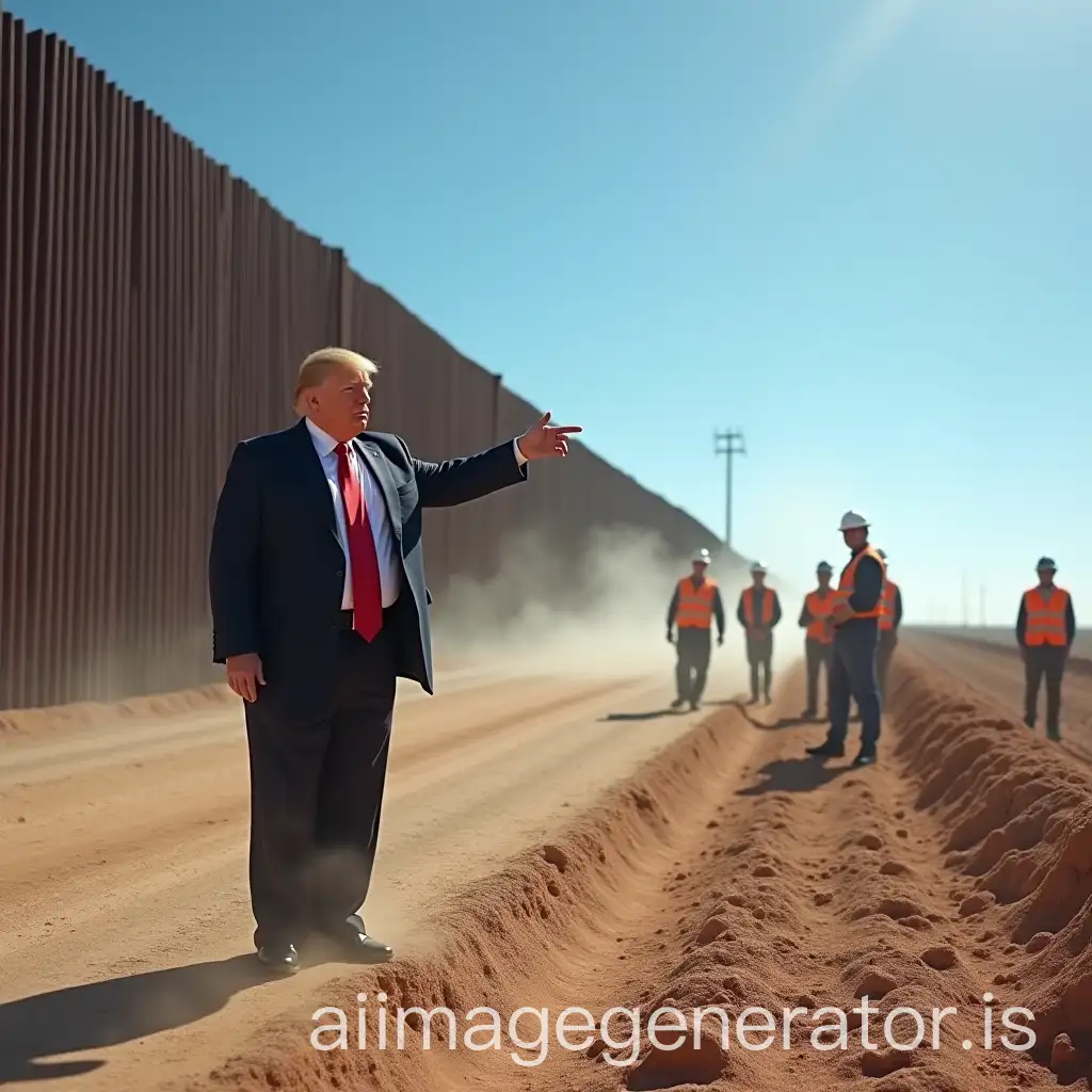 Donald-Trump-at-the-USMexico-Border-Wall-with-Officials-and-Workers