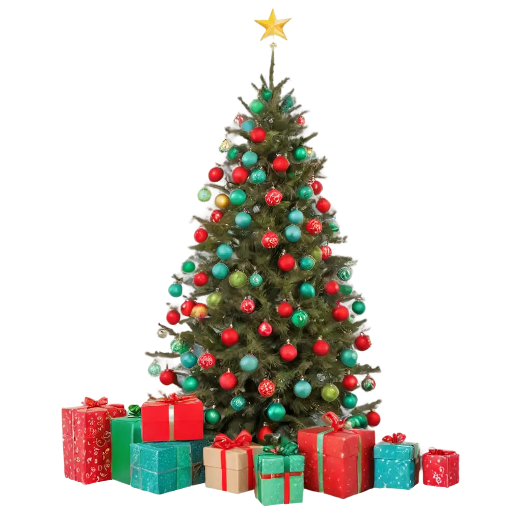 Stunning-Christmas-Tree-PNG-with-Ornaments-and-Presents-for-Festive-Celebrations