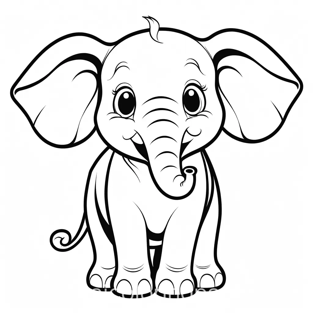 Cute-Elephant-Illustration-for-Kids-Coloring-Page