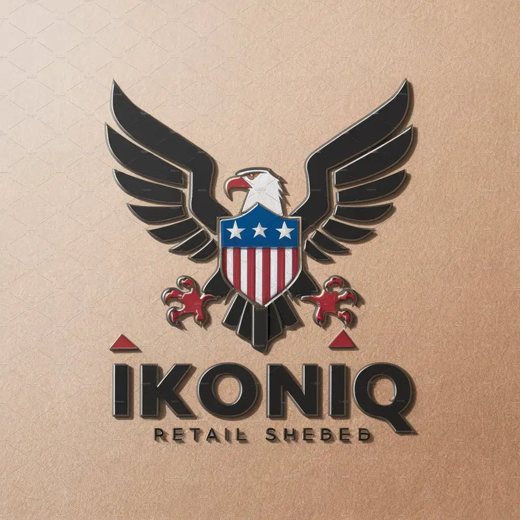 LOGO Design for IKONIQ Eagle with American Shield in Minimalistic Style