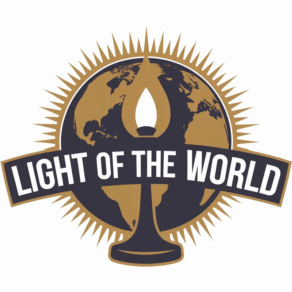 a vector logo design,with the text "Light of the world", main symbol:lamp in the shape of Earth,Moderate,be used in Religious industry,clear background