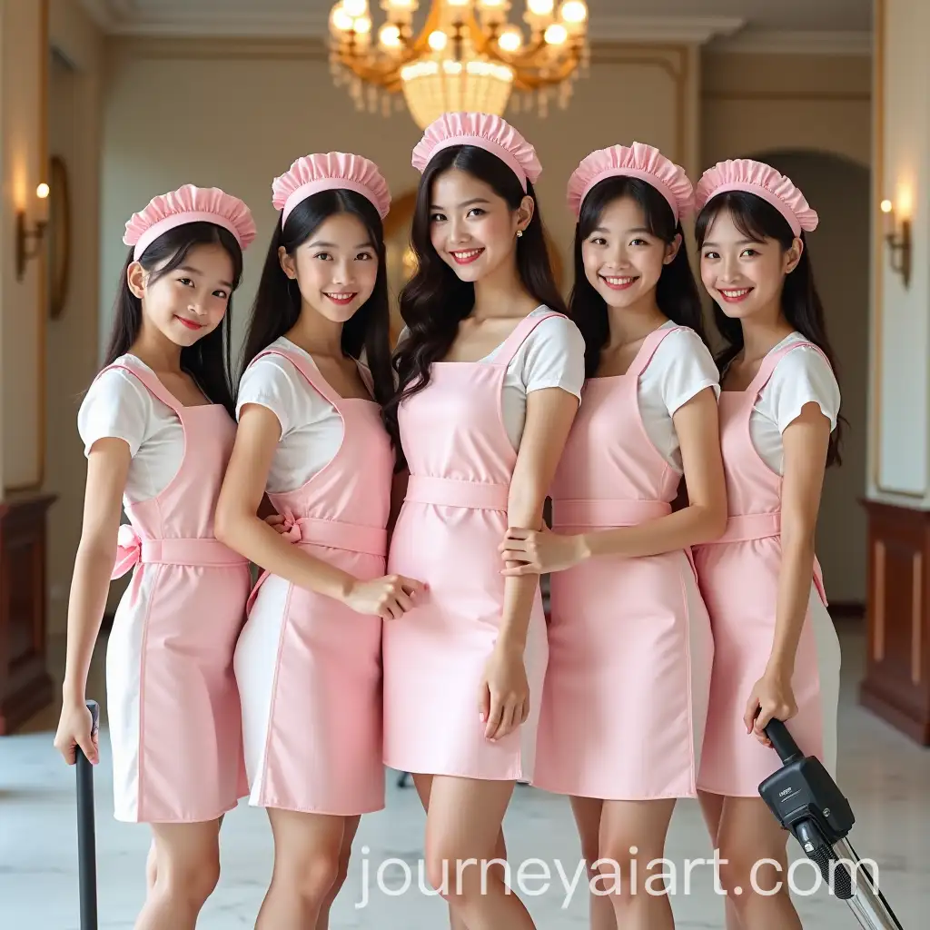 Adorable-Asian-Maid-Team-in-Matching-Outfits-at-Luxurious-Mansion
