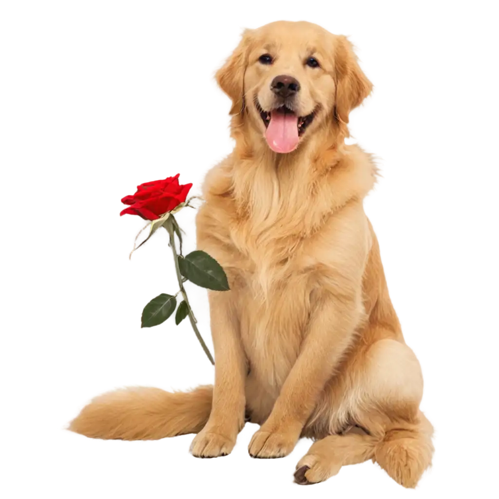 Golden-Retriever-Sitting-with-Rose-PNG-Perfect-for-Your-Creative-Projects